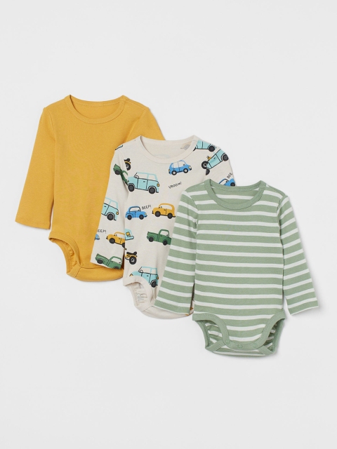 

H&M Boys 3-Pack Cotton Bodysuits, White