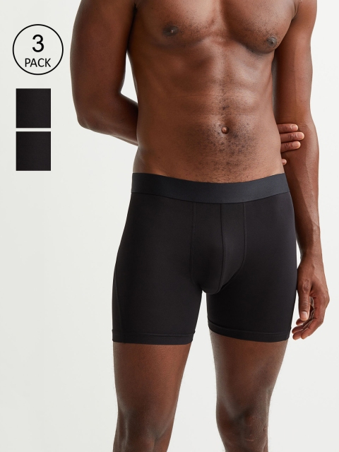 

H&M Men Pack of 3 Black COOLMAX Mid Trunks