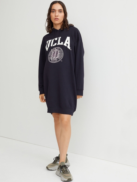 

H&M Women Blue & White Printed MAMA Sweatshirt Dress