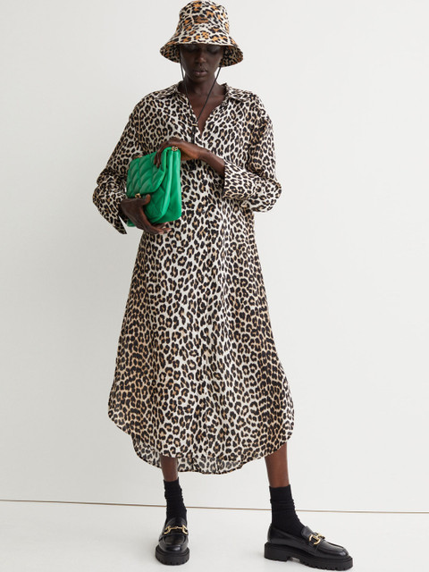 

H&M Beige & Brown Animal Shirt dress