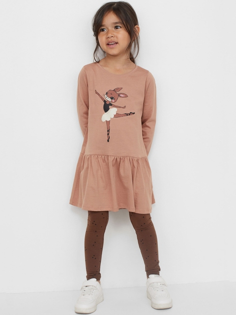 

H&M Girls Pink & Brown Printed 2-Piece Cotton Set