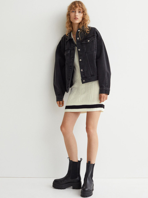 

H&M Women White Knitted sweater-vest dress