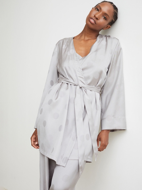 

H&M Jacquard-Weave Dressing Gown, Grey