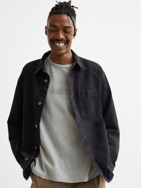 

H&M Men Black Denim Shirt Jacket