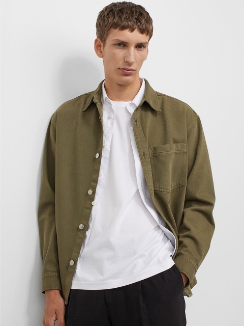 

H&M Olive Green Denim Shirt Jacket