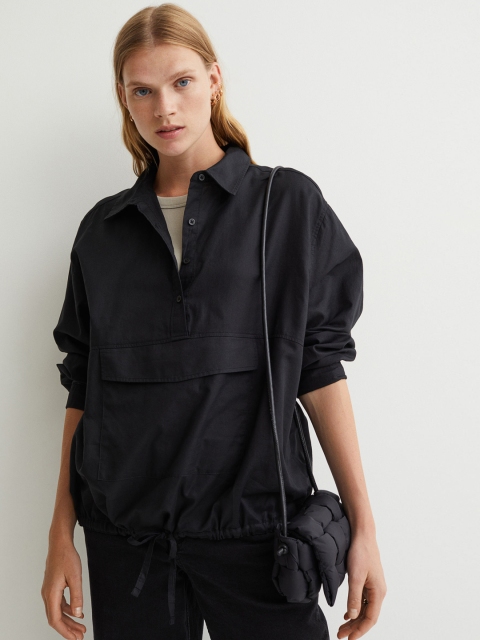 

H&M Women Black Drawstring shirt