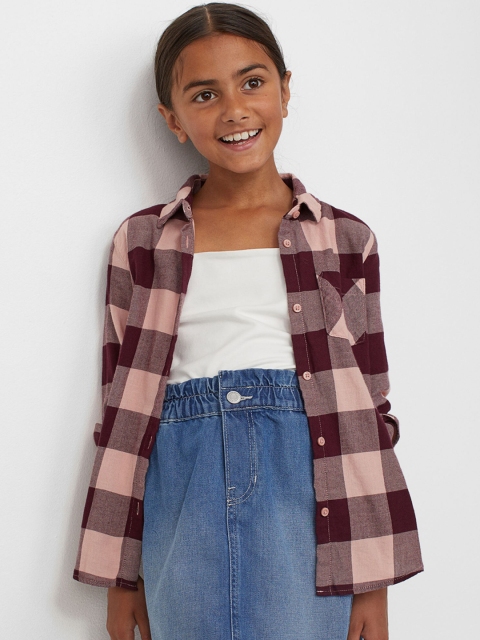 

H&M Girls Pink & Maroon Checked Shirt