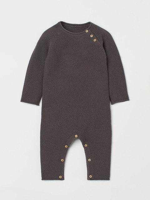 

H&M Girls Grey Knitted Cotton All-in-One Suit