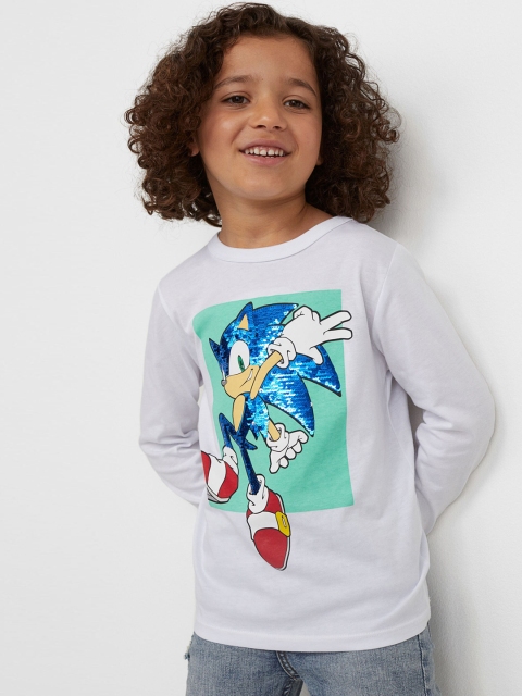 

H&M Boy White Reversible Sequin-Motif Top