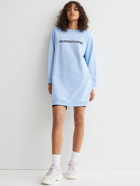

H&M Women Blue Long Printed Sweatshirt