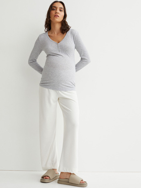 

H&M Grey MAMA Ribbed Cotton Top