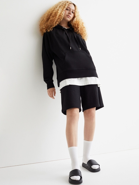 

H&M Women Black Oversized Hoodie