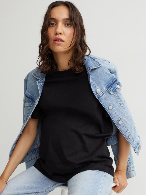 

H&M Women Black MAMA Cotton T-shirt