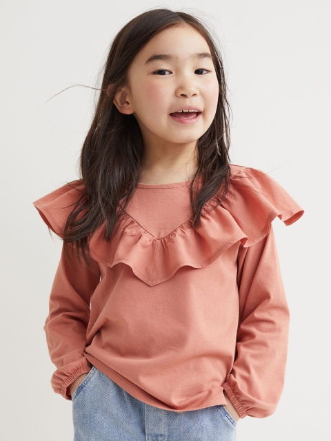 

H&M Girls Peach-Coloured Flounce-trimmed Top