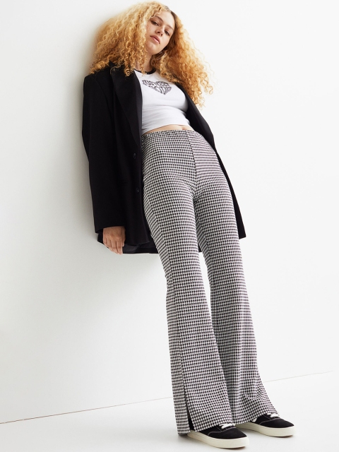

H&M Women Grey Slit-Detail Jazz Trousers