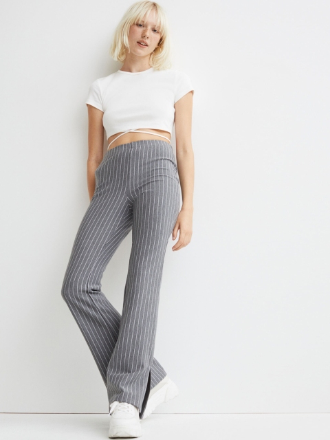 

H&M Women Grey Slit-Detail Jazz Trousers