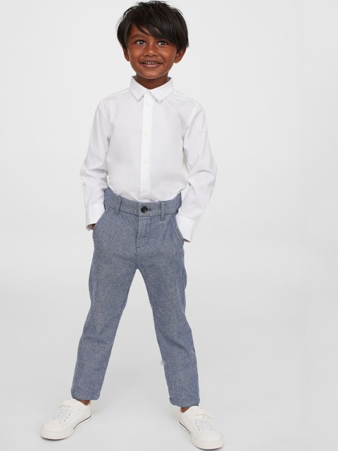 

H&M Boys Blue Textured Easy Wash Straight Fit Chinos Trousers