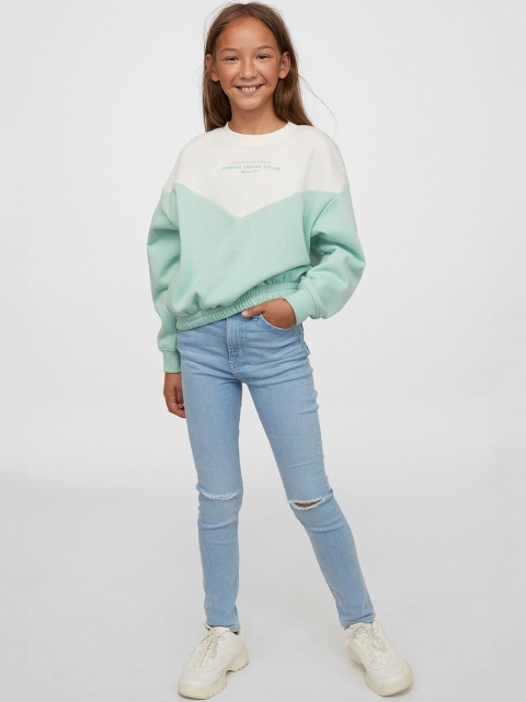 

H&M Girls Blue Solid Skinny Fit High Stretch Jeans