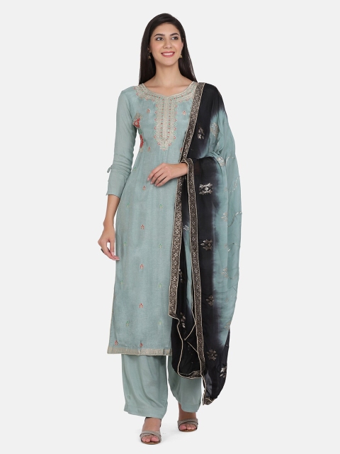 

Shaily Grey & Red Embellished Viscose Rayon Unstitched Dress Material