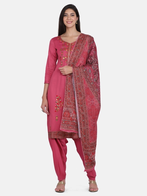 

Shaily Maroon & Yellow Embroidered Unstitched Dress Material