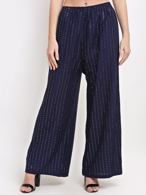 

NEUDIS Women Navy Blue Embellished Ethnic Palazzos