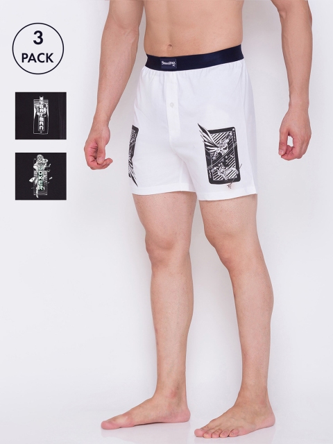 

Smugglerz Men Pack of 3 Assorted Pure Cotton Boxers