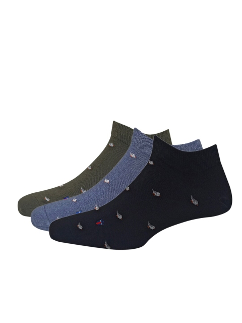 

Louis Philippe Pack-3 Men Patterned Ankle-Length Socks, Black