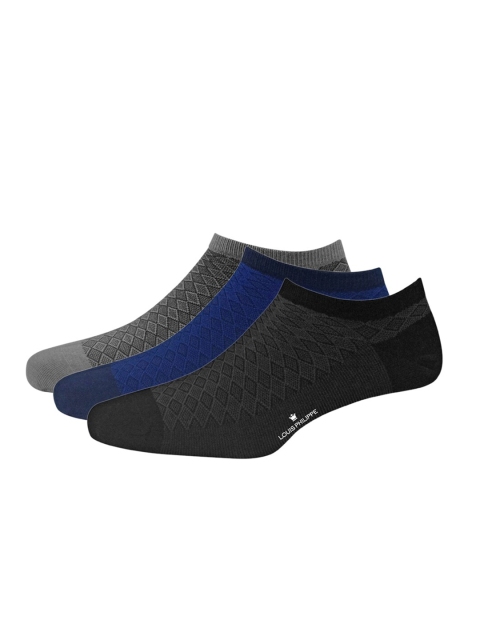 

Louis Philippe Pack-3 Men Patterned Ankle-Length Socks, Black