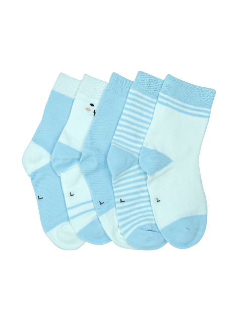 

FEETWELL SHOES Kids Pack Of 5 Solid Above Ankle-Length Socks, Blue