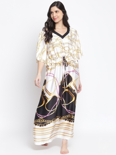 

Organza Cream-Coloured Printed Maxi Nightdress