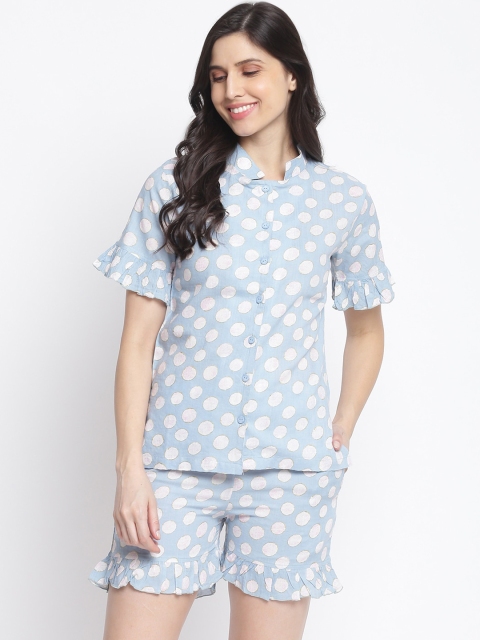 

Organza Women Blue Printed Night Suits