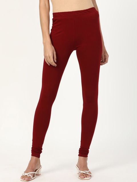 

V2 Value & Variety Women Maroon Solid Cotton Churidar-Length Leggings