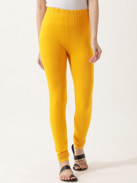 

V2 Value & Variety Women Yellow Solid Churidar-Length Cotton Leggings