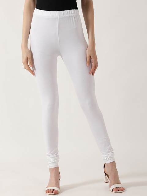 

V2 Value & Variety Women White Solid Churidar-Length Cotton Leggings