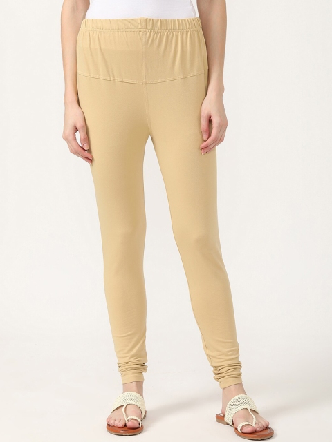 

V2 Value & Variety Women Beige Solid Cotton Churidar-Length Leggings