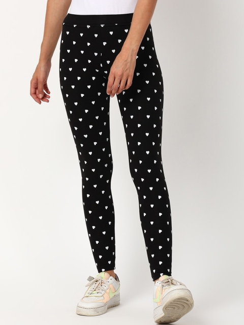 

V2 Value & Variety Women Black & White Printed Ankle-Length Cotton Leggings