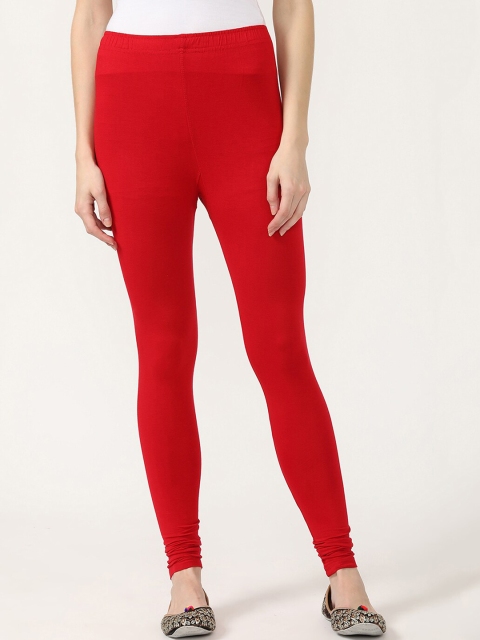 

V2 Value & Variety Women Red Solid Churidar-Length Leggings