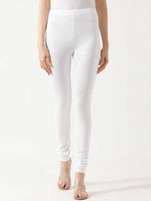 

V2 Value & Variety Women White Solid Churidar-Length Cotton Leggings