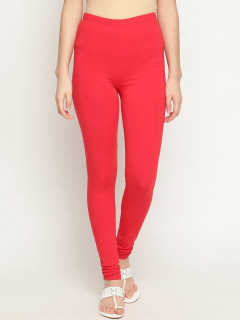 

V2 Value & Variety Women Red Solid Cotton Churidar-Length Leggings