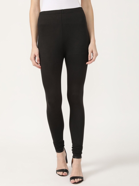 

V2 Value & Variety Women Black Solid Cotton Churidar-Length Leggings