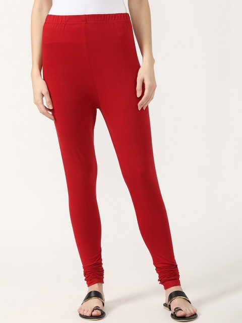 

V2 Value & Variety Women Maroon Solid Cotton Churidar-Length Leggings