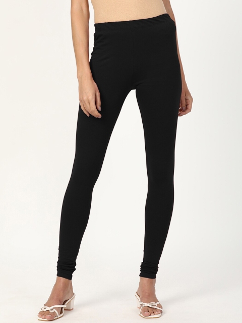 

V2 Value & Variety Women Black Solid Cotton Churidar-Length Leggings