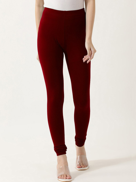 

V2 Value & Variety Women Maroon Solid Churidar-Length Cotton Leggings