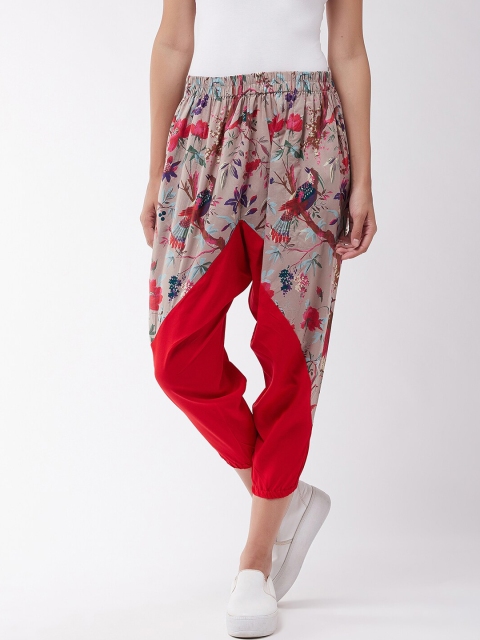 

InWeave Women Red & Grey Printed Cotton Harem Pants