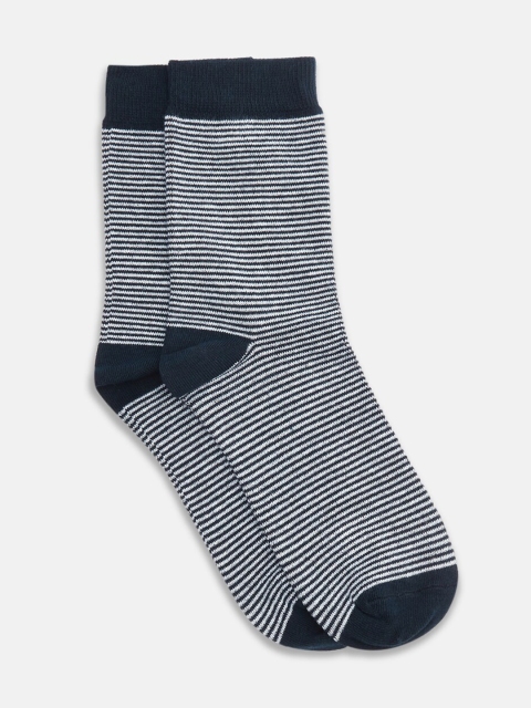 

RICHARD PARKER by Pantaloons Men Navy Blue & White Striped Ankle-Length Socks