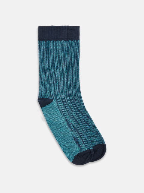 

RICHARD PARKER by Pantaloons Men Teal Blue & Black Striped Ankle-length Socks
