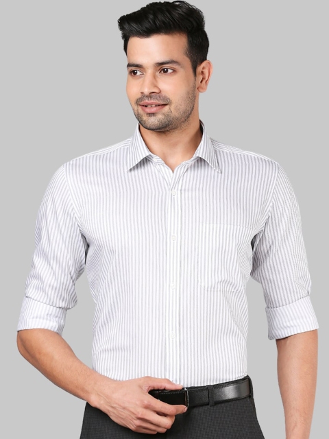 

Raymond Men Black & White Striped Formal Shirt