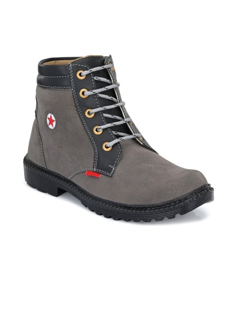 

BUCIK Men Grey Colourblocked Flat Boots