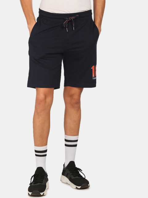 

U S Polo Assn Men Blue Typography Printed Sports Shorts