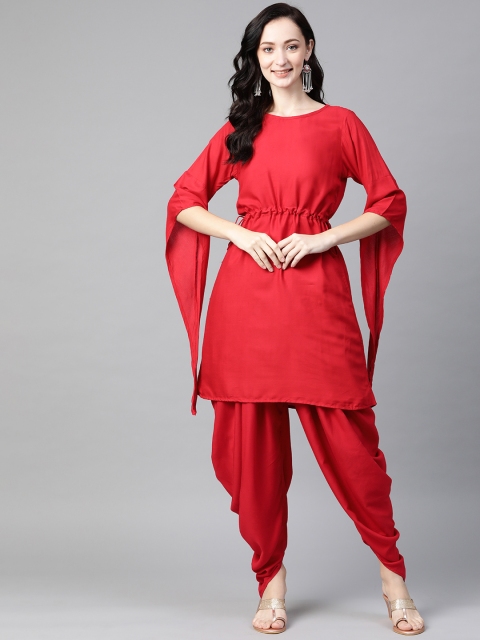 

Readiprint Fashions Women Red Solid Kurta with Dhoti Pants